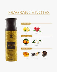 Ajmal 2 Aurum Perfume Deodrant 200ml 6.7 Fl.oz. & Aretha Eau De Parfume 50ml 1.6 Fl.oz. | Combo Of 3 For Unisex