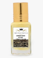 Menjewell Amber Oudh Attar Perfume 5ml 0.17 Fl.oz. Unisex Fragrance | Finest Pure Perfume | No Alcohol