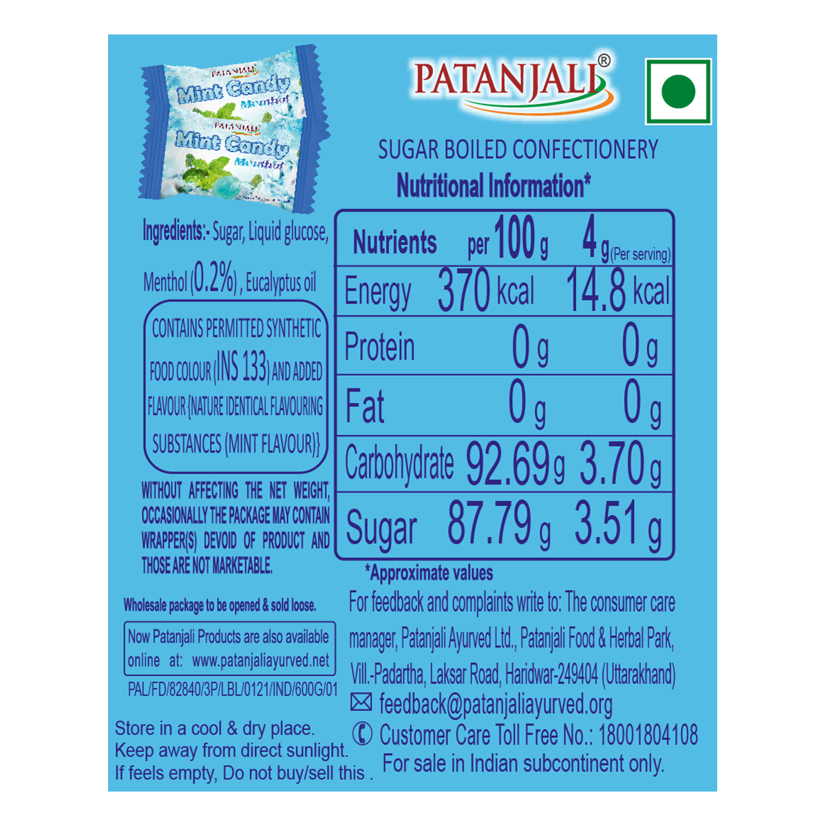 Patanjali Mint Candy Menthol 600gm