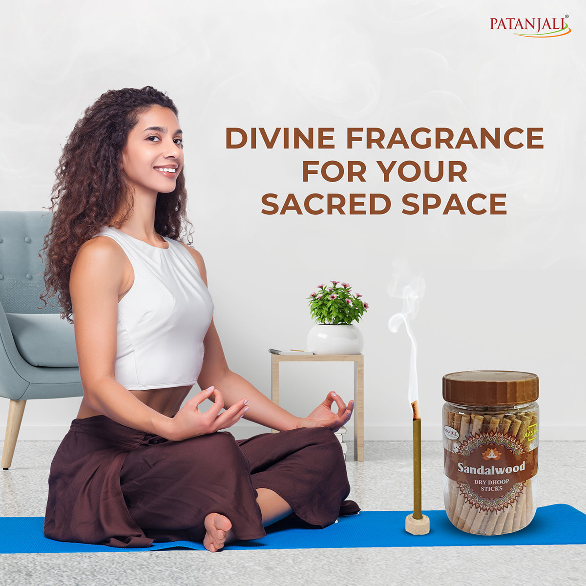 Patanjali Aastha Sandal Dry Dhoop Stick, With Exquisite, Soothing & Long Lasting Aroma | 200gm