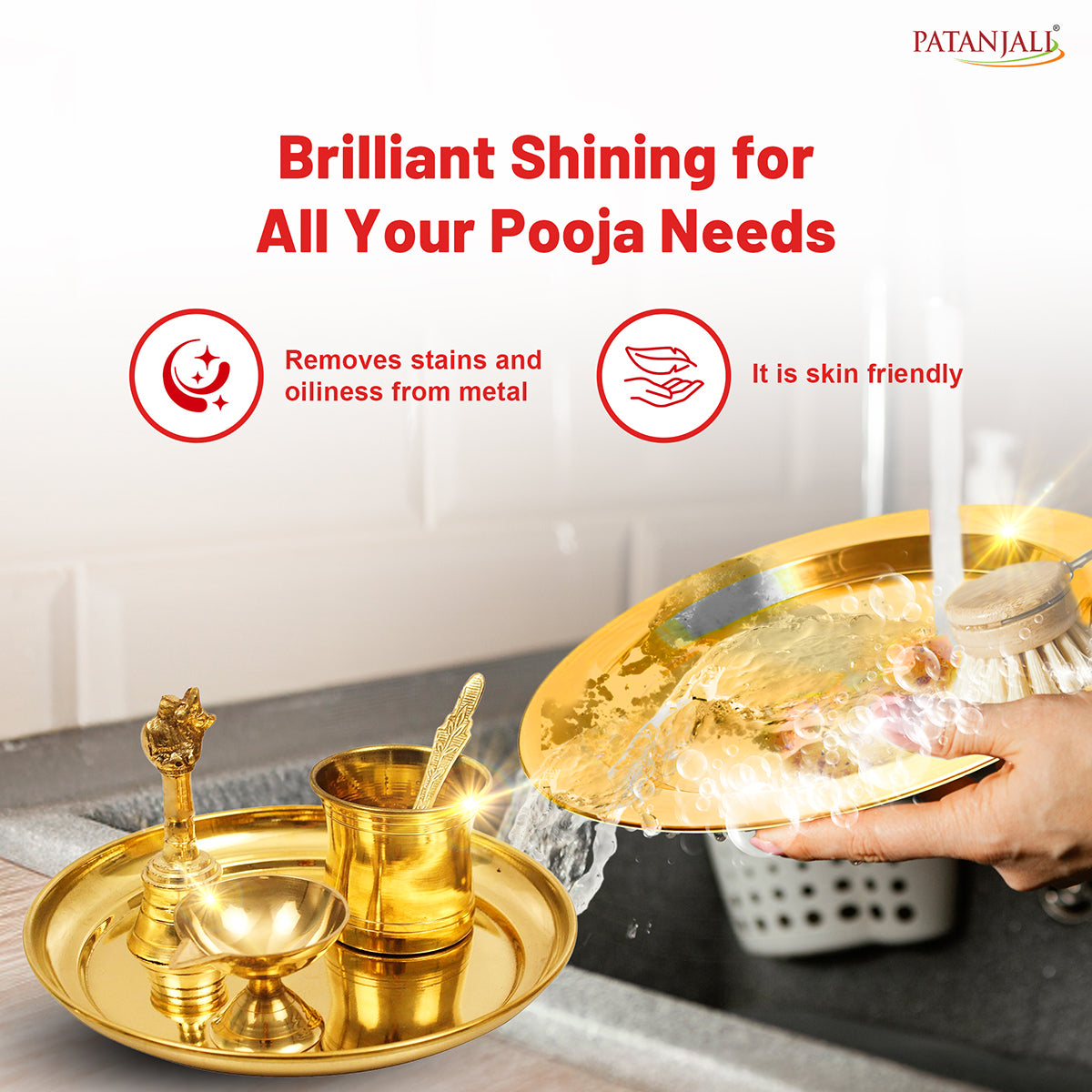 Patanjali Aastha Tamrakanti Shining Powder, With Easily Removes The Stains From Metal, 150gm
