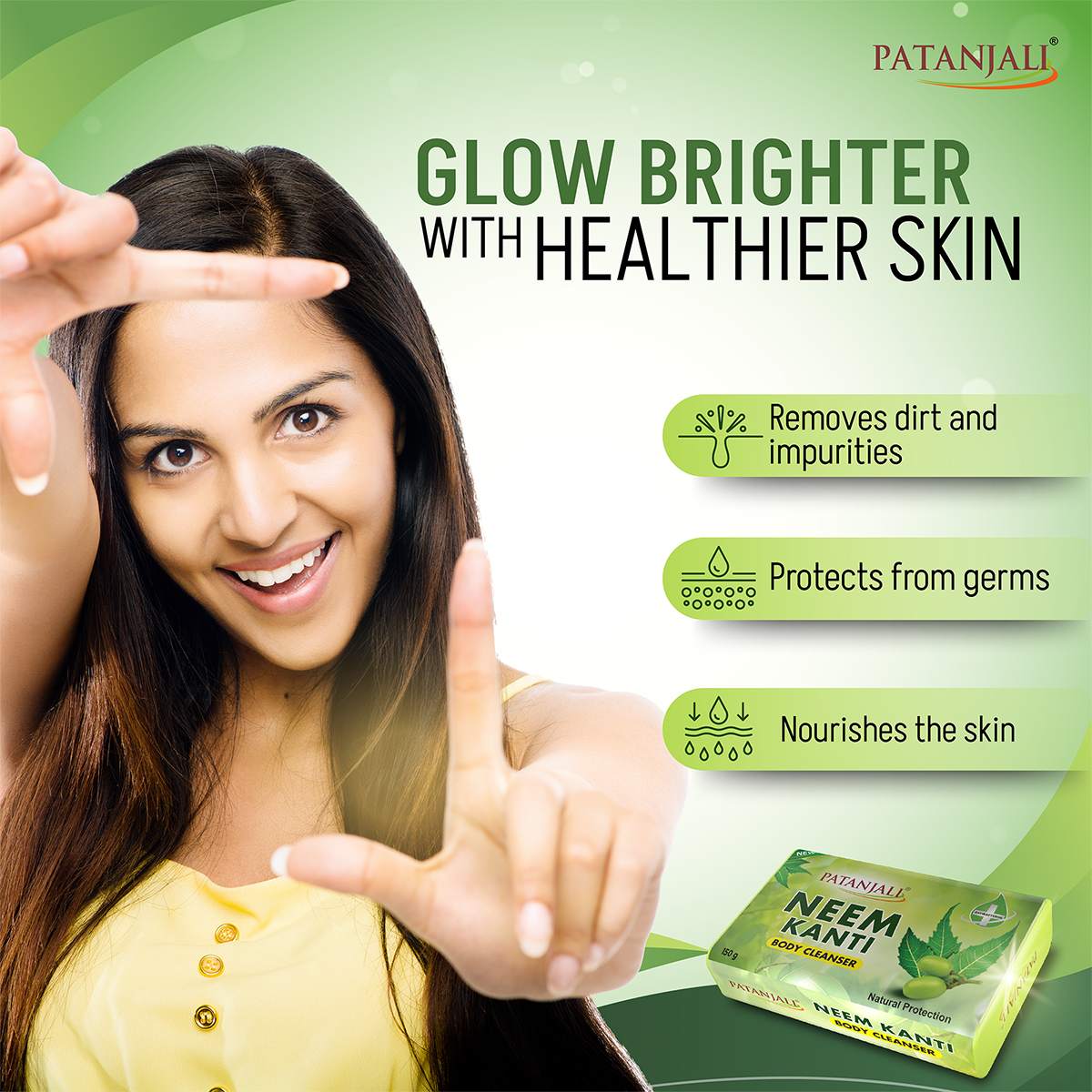 Patanjali Neem Kanti Body Cleanser,With Nourishing & Glorifying The Skin, 180gm
