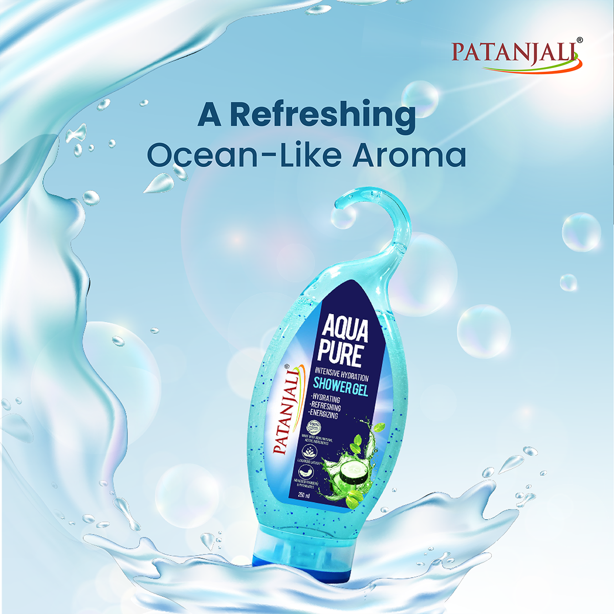 Patanjali Shower Gel(Aqua Pure), With Cleanse Deeply & Provide Intensive Hydration, 500ml
