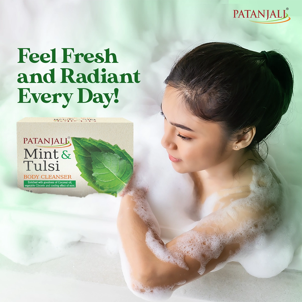Patanjali Mint Tulsi Body Cleanser, With Gently, Purify & Provide Fresh, 375gm