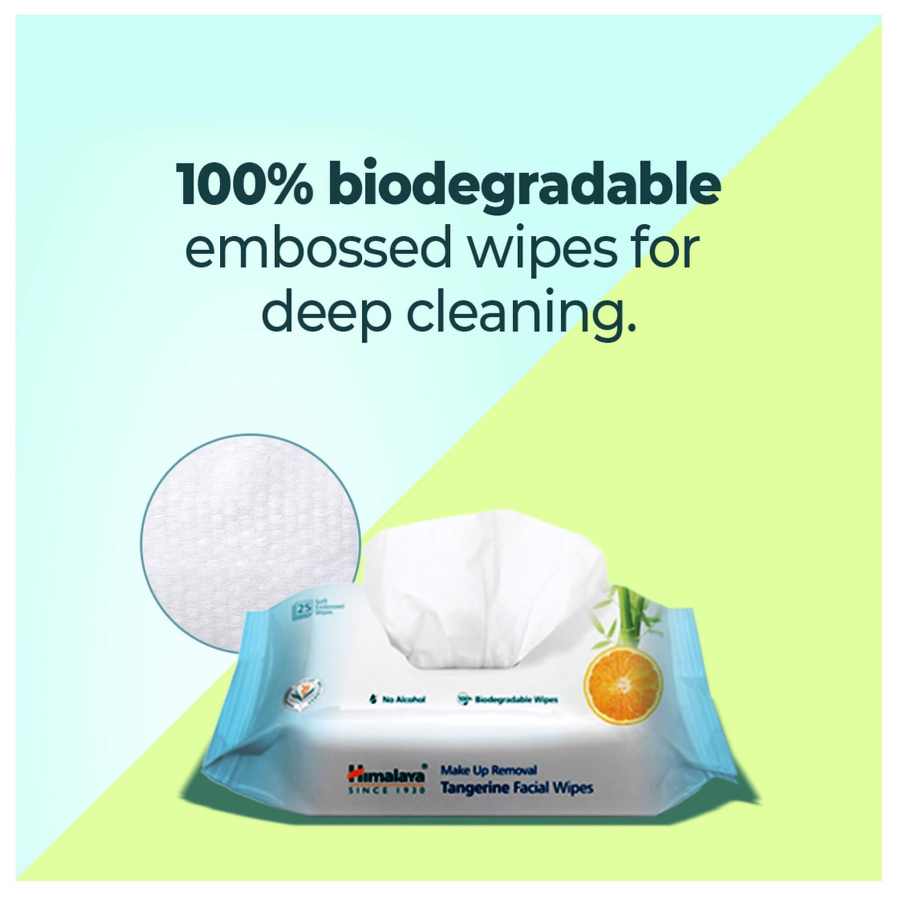 Himalaya Makeup Removal Tangerine Facial Wipes, Removes Makeup & Waterproof Mascara | 25 Wipes