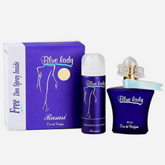 Rasasi Blue Lady Eau De Parfum 1.3 Fl.oz. + 1.6 fl.oz. With Free Deo Spray | Women Fragrance