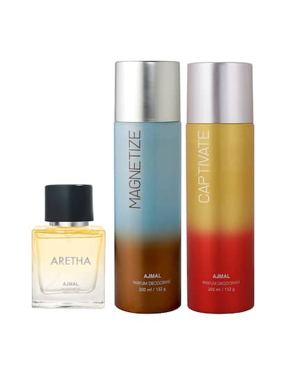 Ajmal Captivate & Magnetize Deodrant 200ml 6.7 Fl.oz. Each X2 & Aretha Eau De Parfum 50ml 1.6 Fl.oz. For Unisex | Combo Of 3