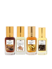 Menjewell Kasturi Musk + Chandan-E-Khaas + Golden Dust + Oudh Wooden Musk Eau De Perfume Attar 5ml 0.17 Fl.oz. Each Pack Of 4 | Unisex Fragrance | Long Lasting