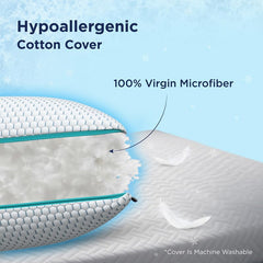 Microfiber Sleeping Pillow, Snow Tec Adjustable Plush Pillow, Cool Pillow, White | Hot Sleepers, Height & Firmness Adjustable Zipper | Machine Washable Bed Pillow - Pack Of 1
