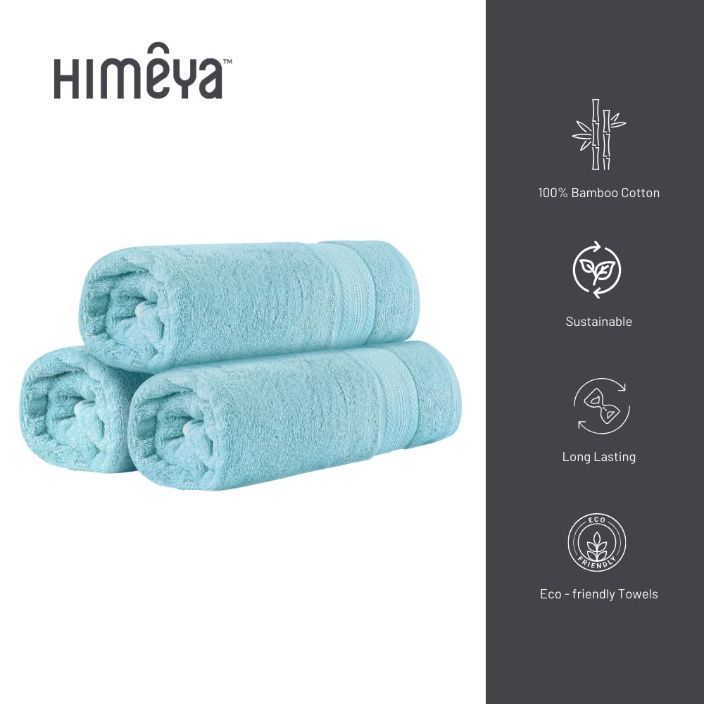 Himeya 100% Bamboo Cotton Bath Towels 500 Gsm | Bath Towel For Men/Women (3 Piece)- Ice Burst