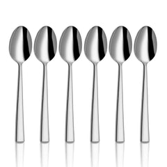 Stainless Steel Lotus Plain Baby Spoon Set Of 6 Pieces, Silver | Easy To Clean & Dishwasher Safe