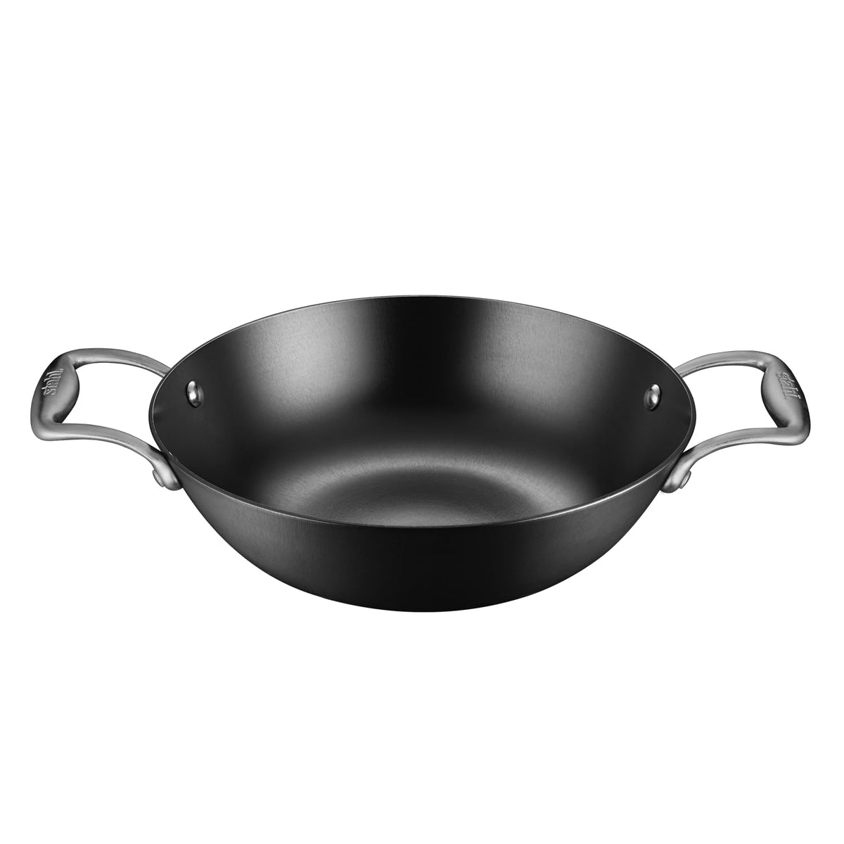 Blacksmith Plus Black Cast Iron Kadhai - 3.2 Liters, 28 Cm | Light Weight Iron Kadai - Nitrided Kadai For Cooking - Induction & Gas Stove Compatible