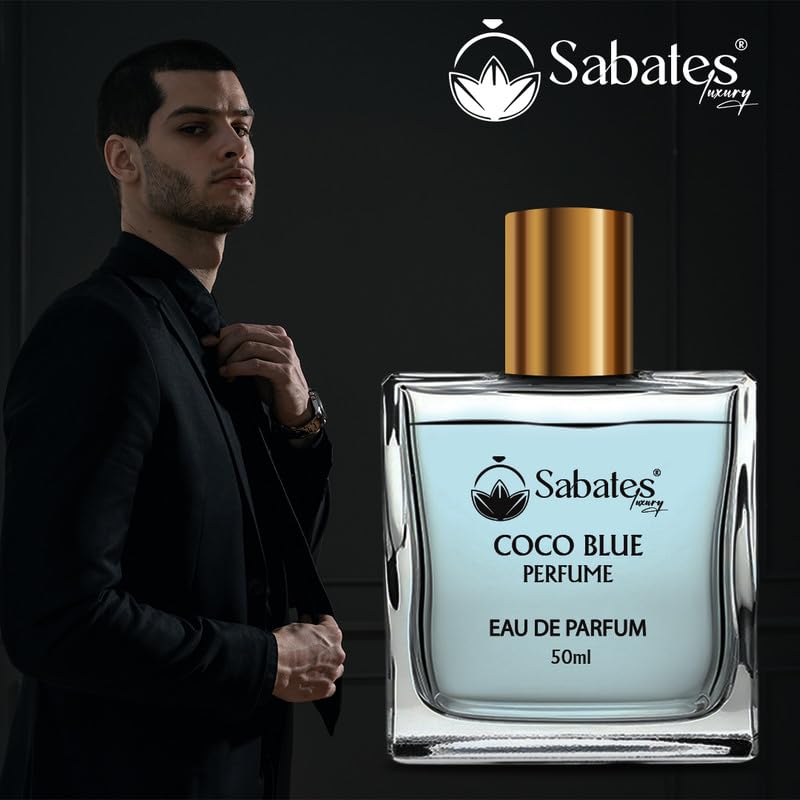 Sabates Coco Blue Eau De Parfum 50ml 1.6 Fl.oz. | Long Lasting Date Night Fragrance For Men