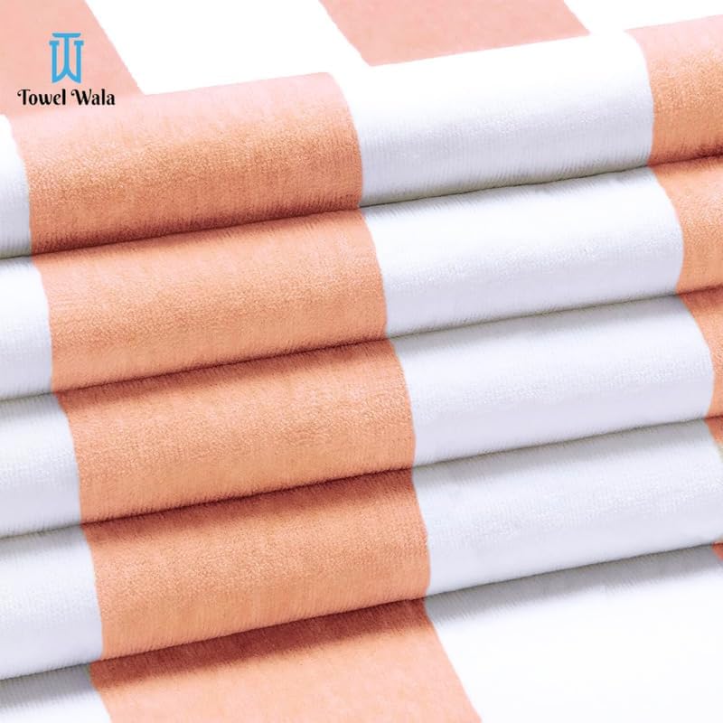 Towel Wala Striped Soft Turkish Cotton Small 450gsm | Bath Towel For Men & Women, Hotel Pool Towel (Pack Of 4)