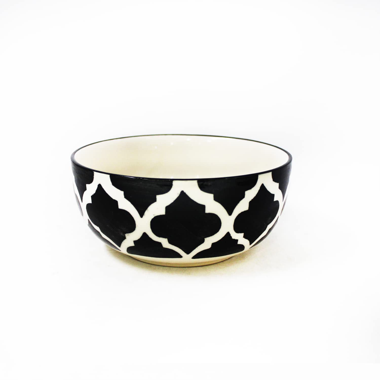 Black Moroccan Ceramic Serving Bowl Set Of 2 Pieces, 800ml Each | Hand Painted Large Dining Serving Bowls For Serving - Microwave Safe & Dishwasher Safe