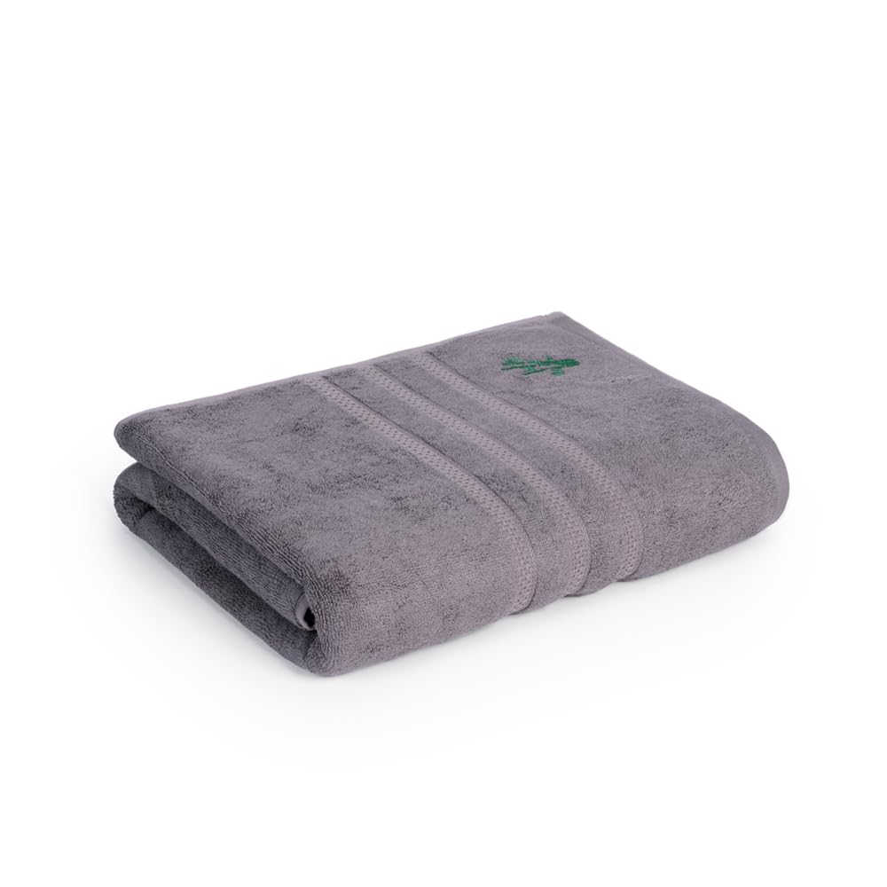 Feather & Spun Bamboo Cotton Bath Towel 600 Gsm | Anti Microbial Fade Resistant Double Needle Stitch Lavender Fragrance Bath Towel (Smoke Grey)