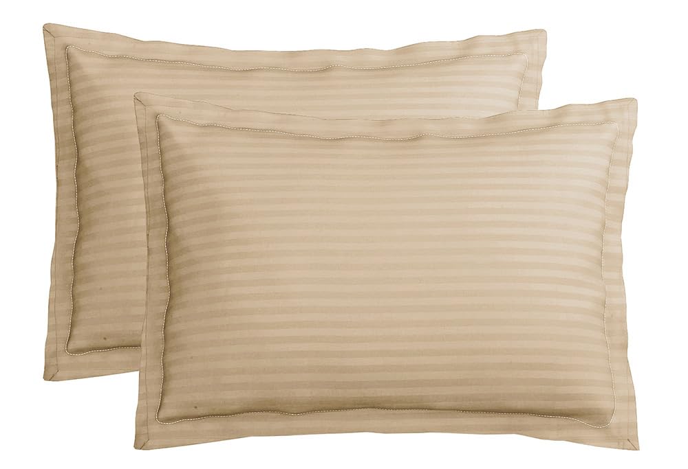 King Bedsheet With 2 King Size Pillow Covers - 90 X 100 Inches, Beige | Double Bed 210 Thread Count Pure Cotton - Ideal For House, Guest Room, Hotel