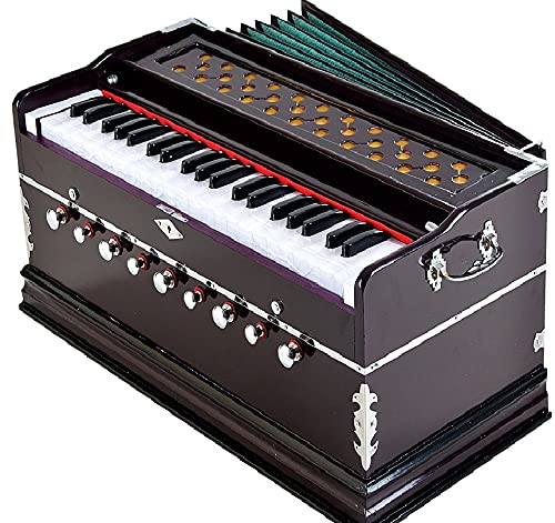 Best Harmonium 9 Stopper, Chudidaar Bellow, 42 Key, Two Reed, Bass Male, Harmonium With Cover (HAR-9STP-MEDIUM) | Handmade Instrument
