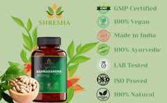 Shresha Ashwagandha Capsule 500mg Ayush, Iso And Gmp, For General Wellness And Stress Relief, Helps To Stimulate Immune System | 60 Capsules 100gm 0.2lbs