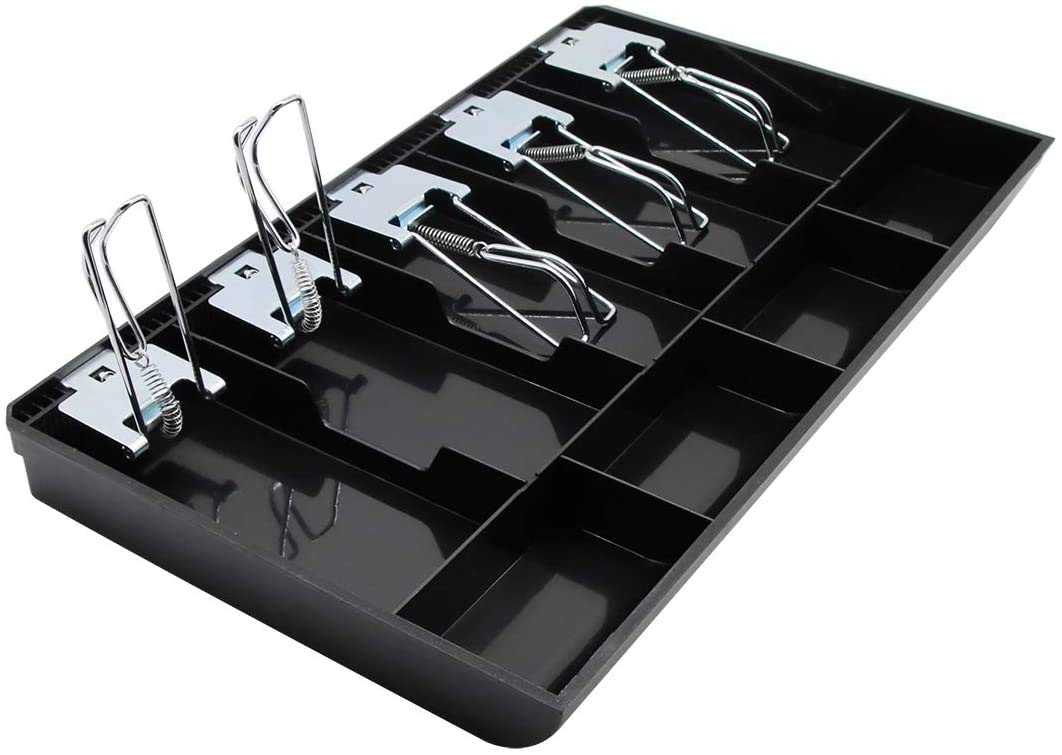 Abs Cash Tray Drawer, 5 Cash & 4 Coin Compartment, Cashier Storage Safe Box | 40.4 X 24 X 3.5 cm, Colour - Black, Material - Abs Plastic