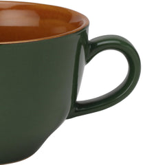 Ceramic Soup & Coffee Wide Large Mug With Handle - Set Of 1, 350ml, Green | Bone Ash Free & Microwave Safe - Bowl For Maggi, Cappuccino, Latte, Green Tea - Matte Finish