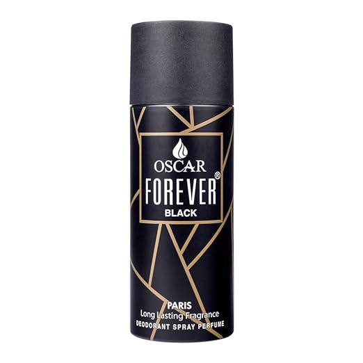 Oscar Forever Black Deodorant Spray Perfume | Long Lasting Woody Aromatic Fragrance | Everyday Body Deodorant Spray | Skin Friendly Deodorant Spray Perfume For Men | 150ml 5 Fl.oz.