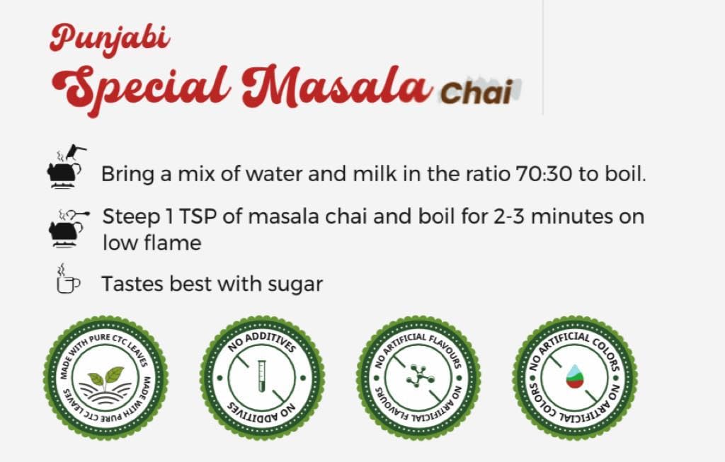 Tattva Adih Punjabi Special Masala Chai - 100gm, 3.5 Ounce, 50 Cups | CTC Blended With Punjabi Spices Premium Blend In Airtight Container - Low Caffeine