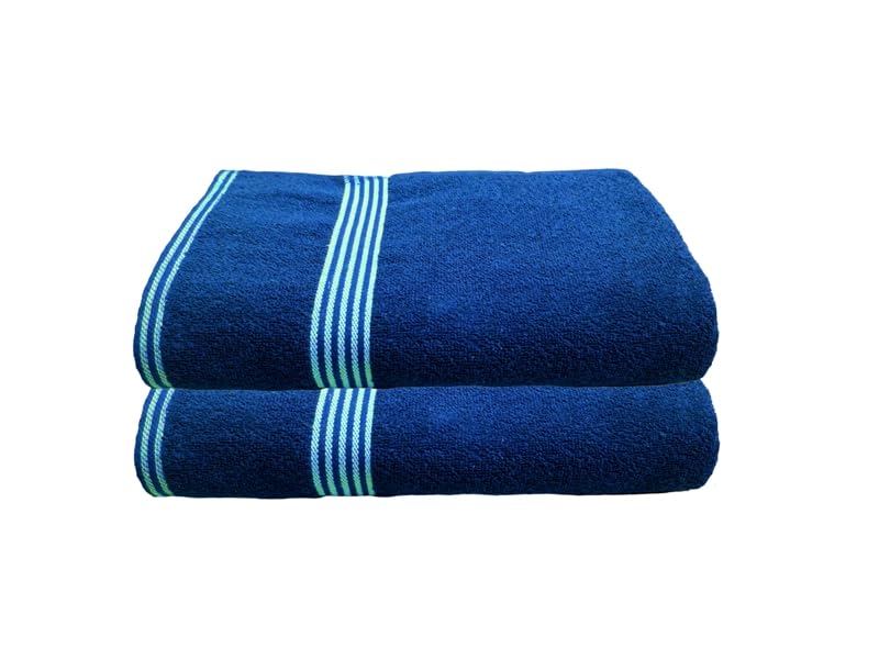 Space Fly Cotton Luxury Large Size Bath Towel 1000 Gsm (Blue) - Pack Of 2