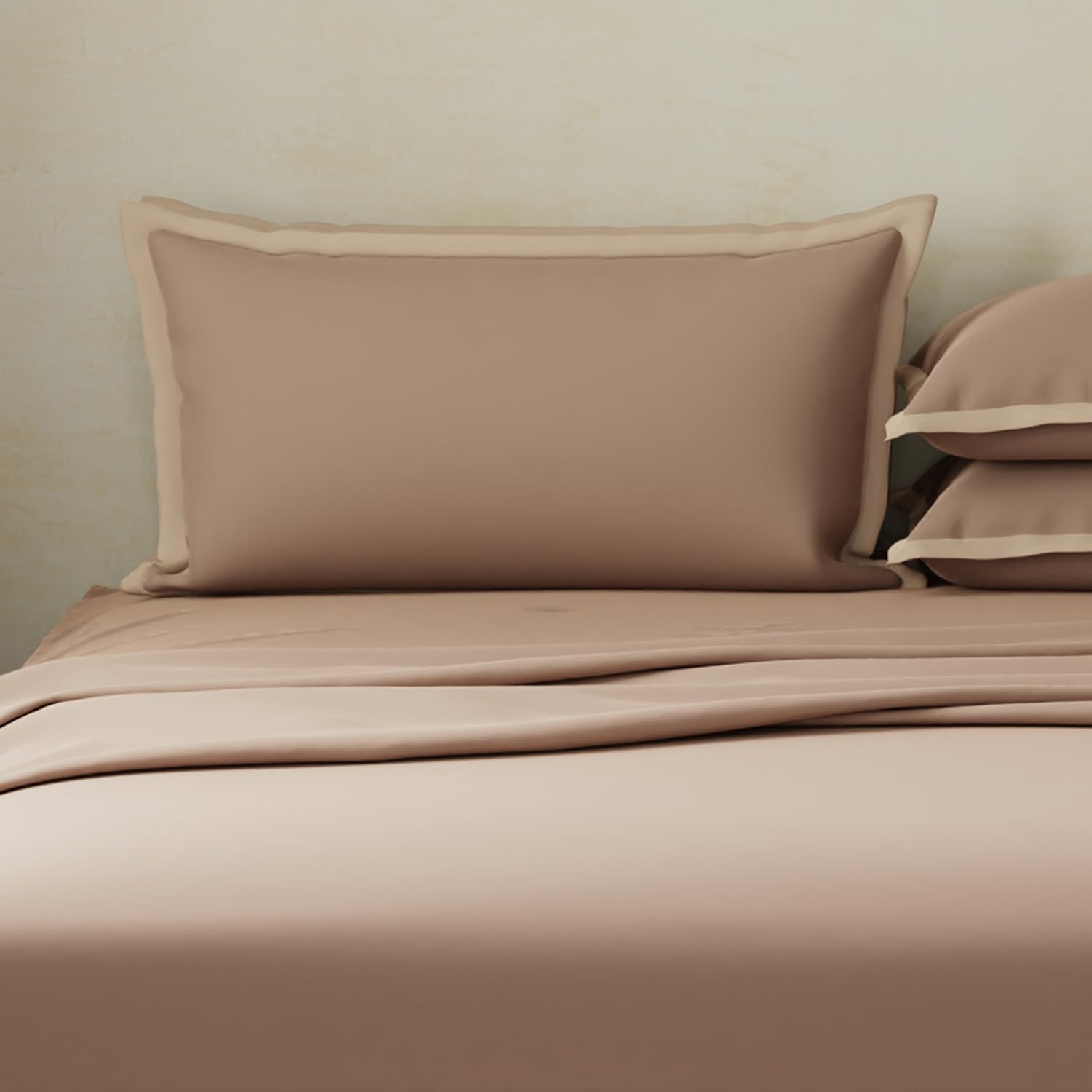 100% Cotton Plain Bedsheet Set With 4 Pillow Covers - 108 X 108 Inches, Brown | 400 Thread Count - Gift For Weddings Or Anniversary King Size Bedsheet