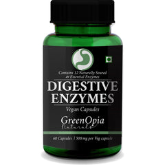 Greenopia Naturals Digestive Enzymes, Vegan Capsules, 500mg Per Capsule With Carbohydrates, And Fibre | 60 Capsules, 100gm 0.2lbs