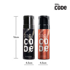 Wild Stone Code Chrome & Copper Body Perfume For Men 240ml 8.1 Fl.oz. Pack Of 2 | Long Lasting Fragrance