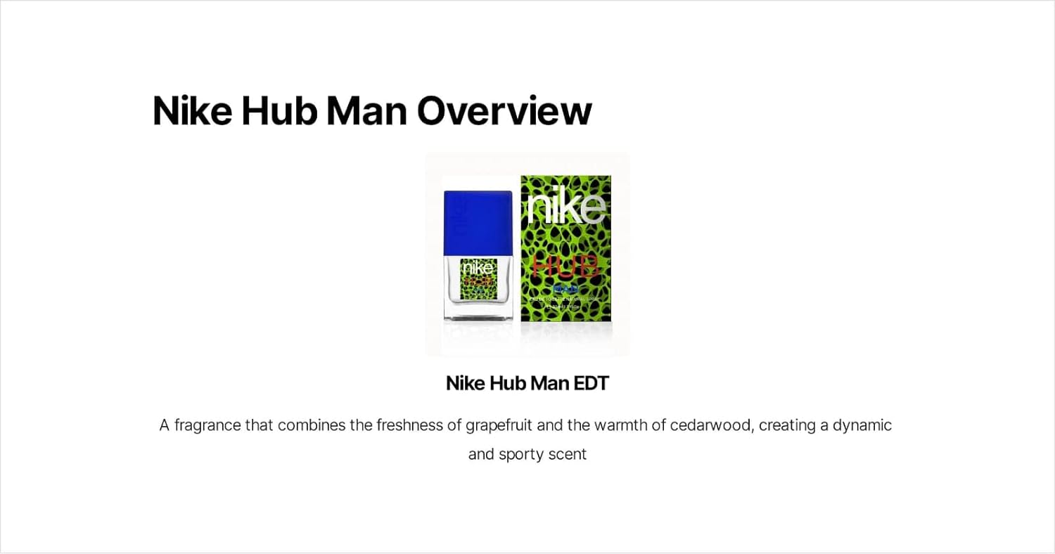 Nike Hub Eau De Toilette Deodorant 200ml 6.7 Fl.oz. & Eau De Toilette Long Lasting Perfume 30ml 1.0 Fl.oz. Pack Of 2 | Perfect Gift For Husband