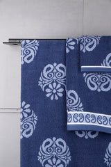 Vivan Homes 100% Cotton Bath, Hand & Face Towel 900 Gsm | Soft & Absorbent Ultra Soft & Quick Dry Bath Towels For Men Women Towel Set - Indigo Trio (Set Of 3)