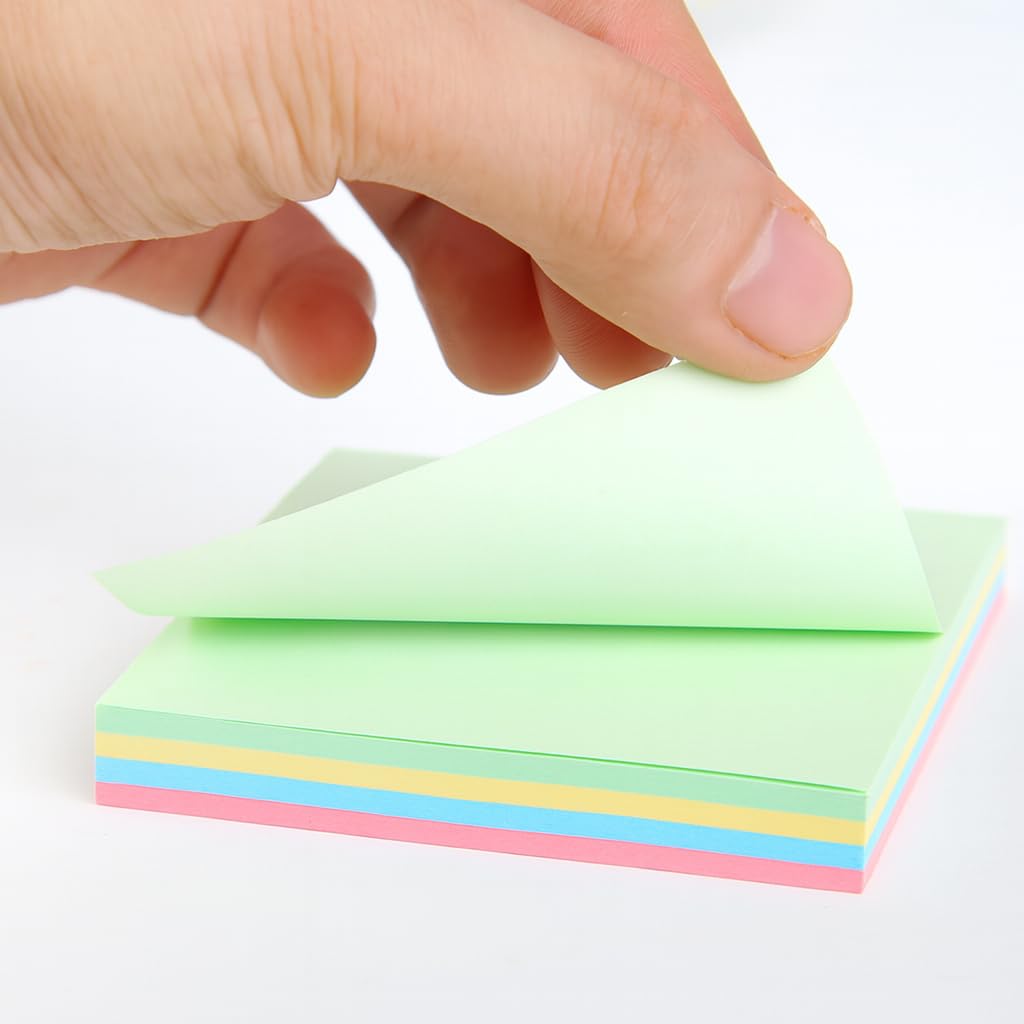 Sticky Notes Pad, 76x76mm, 4 Colors, 300 Sheets - Multicolor | Self-Adhesive, For Office, School