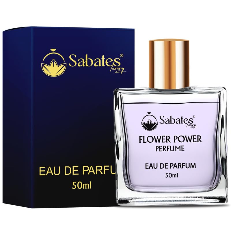 Sabates Flower Power Eau De Perfume 50ml 1.6 Fl.oz. | Classic Feminine Elegance Fragrance | Long Lasting Premium Scent