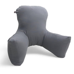 Backrest & Reading Pillow, Bed Support Pillow With High Armrests, Light Grey - X Large Size | 100% Cotton Removable Cover | For Back & Shoulder Support, Comfortable Pillow - Pack Of 1
