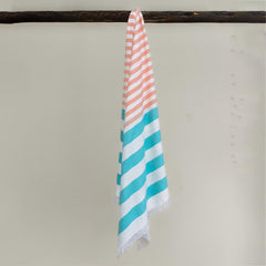 Mush Extra Large Cabana Style 100% Bamboo Bath Towel 250 Gsm, | Ultra Soft, Feather-Light & Quick Dry Travel Towel - Xl Size (Peach & Turquoise)