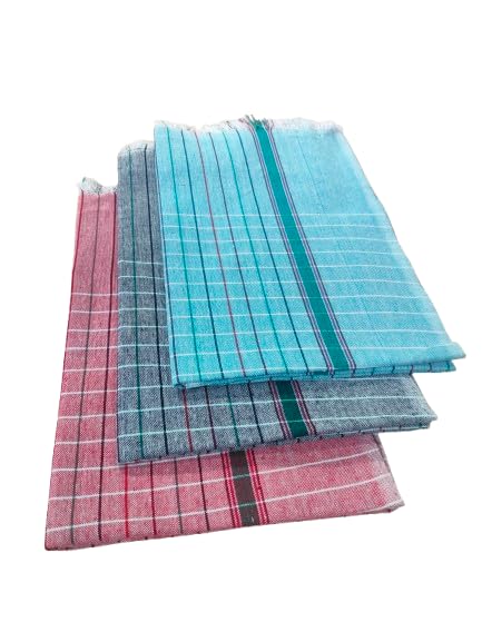 Ayus Cotton Bath Towel 600 Gsm (Lavender, Red, Sky & Blue)- Set Of 3