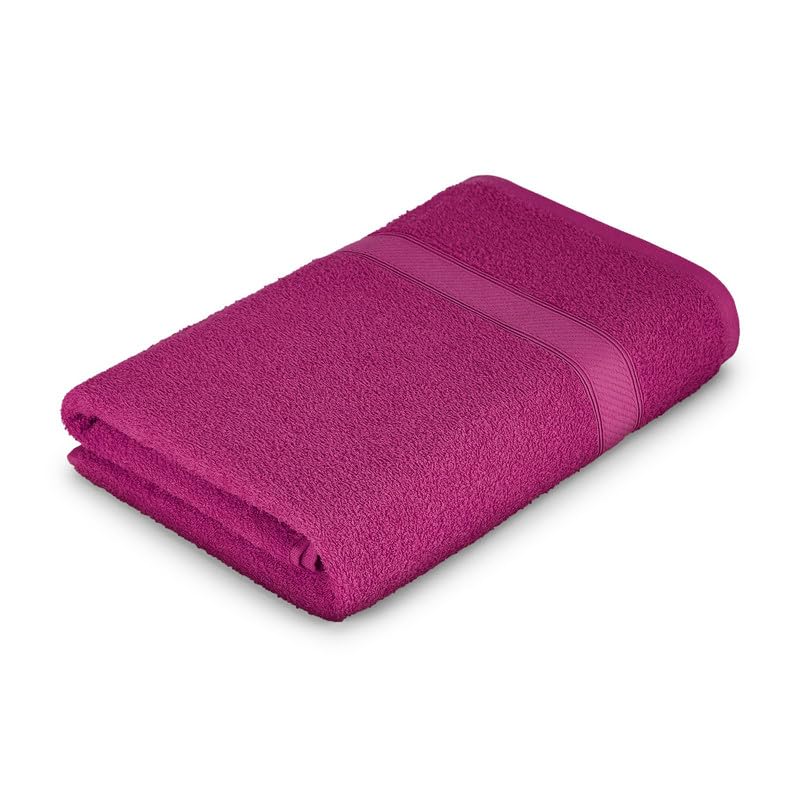 Welspun Alpha Cotton Large Bath Towel Soft & Absorbent 500 Gsm (Dobby - Raspberry)