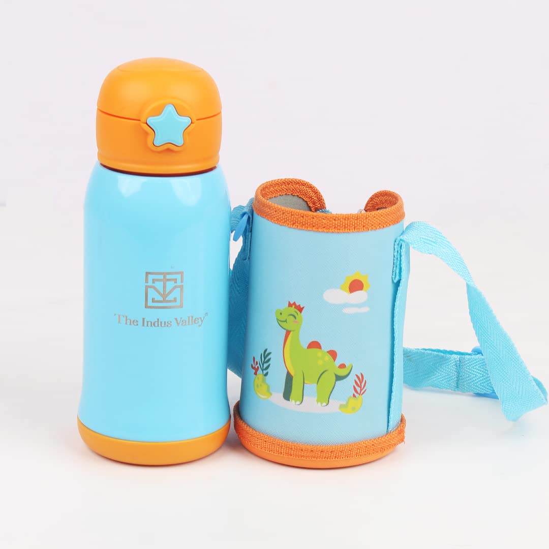 Pro-Hydro Vacuum Insulated Kids Sippy With 2 Lids - Food Grade Stainless Steel | Leak Proof, BPA Free 450ml, Light Blue