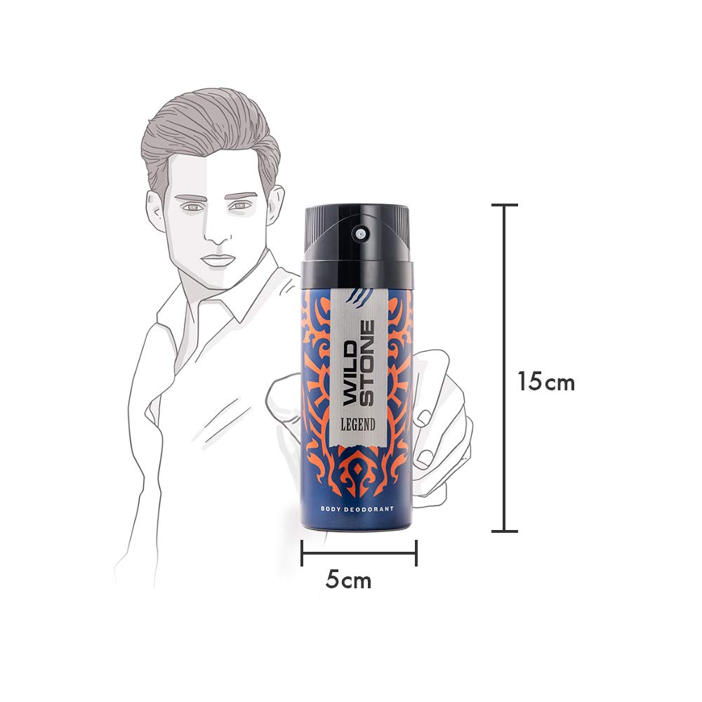 Wild Stone Legend Deodorants Body Spray For Men 450ml 15.2 Fl.oz. Pack Of 3 | Long Lasting Fragrance