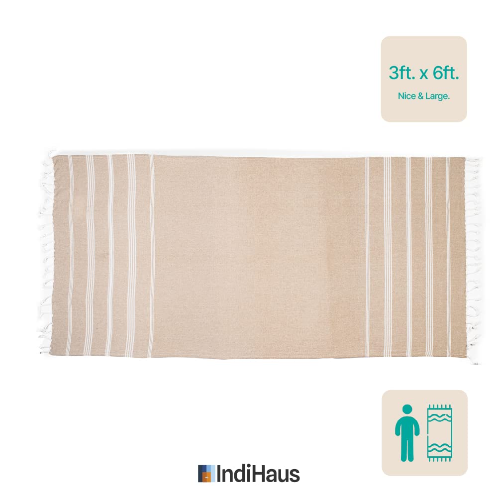 Indihaus Premium Extra Large Cotton Towel 330 Gsm | Soft, Absorbent & Comfortable Quick Dry Bath Towels Large Size (6Ft X 3Ft) (Serene Beige)