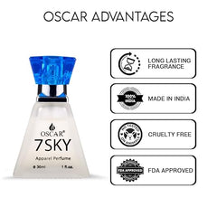 Oscar 7 Sky Mysty Long Lasting Perfume For Men & Women | Floral Woody Musk Fragrance | Everyday Unisex Skin Friendly Perfume Spray | 30ml 1 Fl.oz.