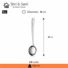 Silver Stainless Steel Ladle, 33cm | Durable, Rust Free & Dishwasher Friendly - Stainless Steel Chamcha