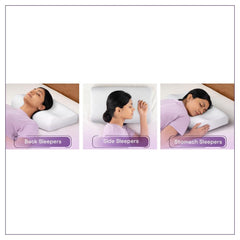 Memory Foam Pillow, Cervical Pillow For Neck Pain, White - 49.5 X 29.2 X 10.2 Cm | Orthopedic Contour Pillow, For Neck Pain, Head, Back, Shoulders, Washable, Pillow - Set Of 4