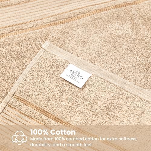 Akiko Home 100% Cotton Essential Series Hand Towels 1200 Gsm | Soft, Absorbent & Durable, Cotton Hand Towel For Bathroom Use, Gentle On Skin- Pack Of 6 (Grey & Beige)