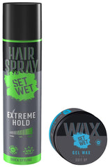 Set Wet Hair Wax Gel Wax 60gm 2.1 Oz. & Set Wet Hair Spray Extreme Hold 200ml 6.7 Fl.oz.