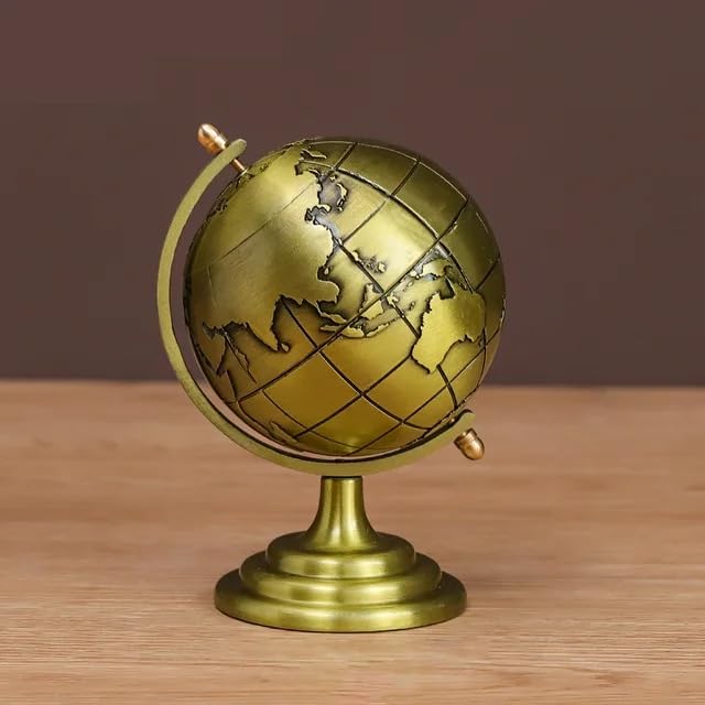 Retro Style Antique Metal Globe Table Decorative Showpiece For Study Table Home & Office 11.5 Cm, Made Of Good-Quality Metal, Pack Of 1
