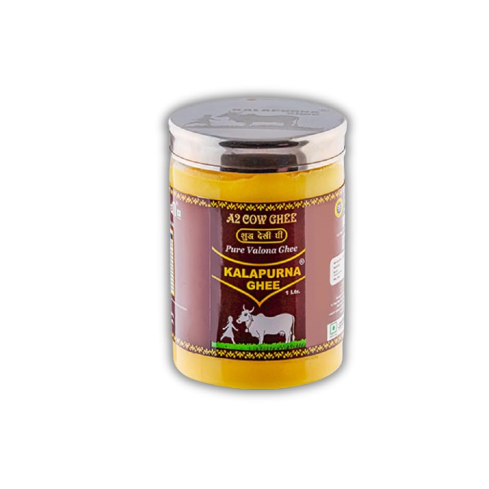 100% Pure A2 Desi Cow Ghee By Kalapurna Ghee | Delicious & Nutritious Healthy Desi Cow Ghee For Sweets | (1 Litr) 33.8 Ounce | Jar Pack