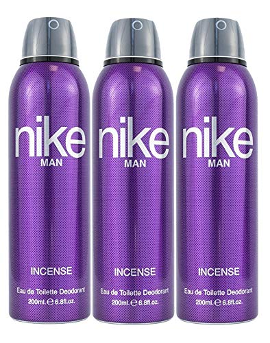 Nike Incense Eau De Toilette Long Lasting Deodorant Spray 600ml 20.2 Fl.oz. Pack Of 3 | Perfect Birthday Gift For Boyfriend